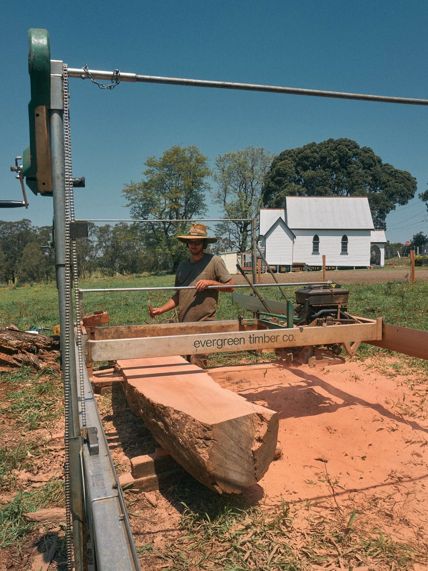 @evergreentimberco came by and helped us mill a silky oak that had come down naturally. It&rsquo;s going to continue living here as furniture, benchtops and as many places as we can use it.