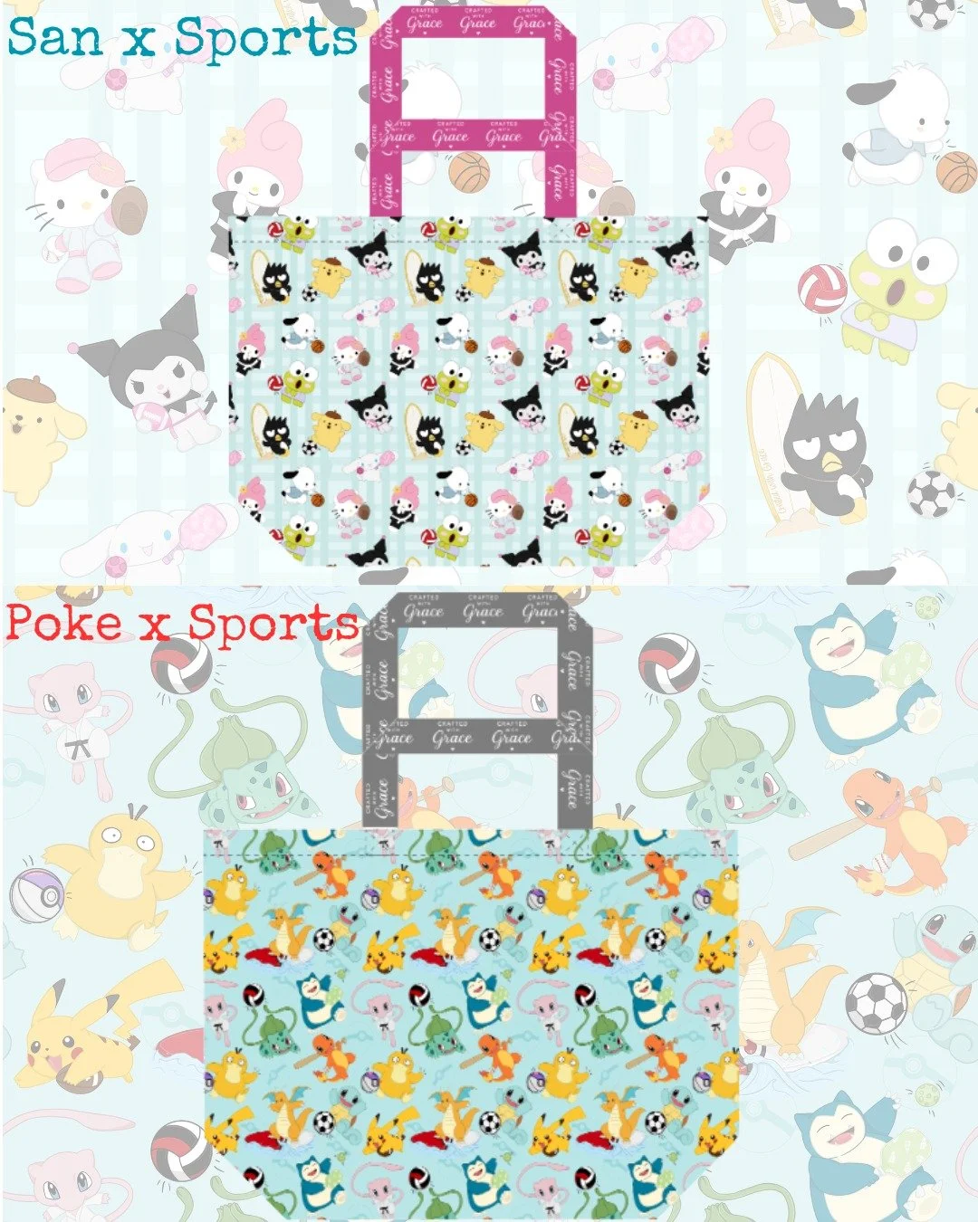 San x Sports + Poke x Sports Everyday Tote drops tomorrow, May 26 at 8:00 AM on Crafted with Grace

These totes have been perfect for our busy game days. We keep our San x Sports tote packed with everything we need for my daughter&rsquo;s morning soc