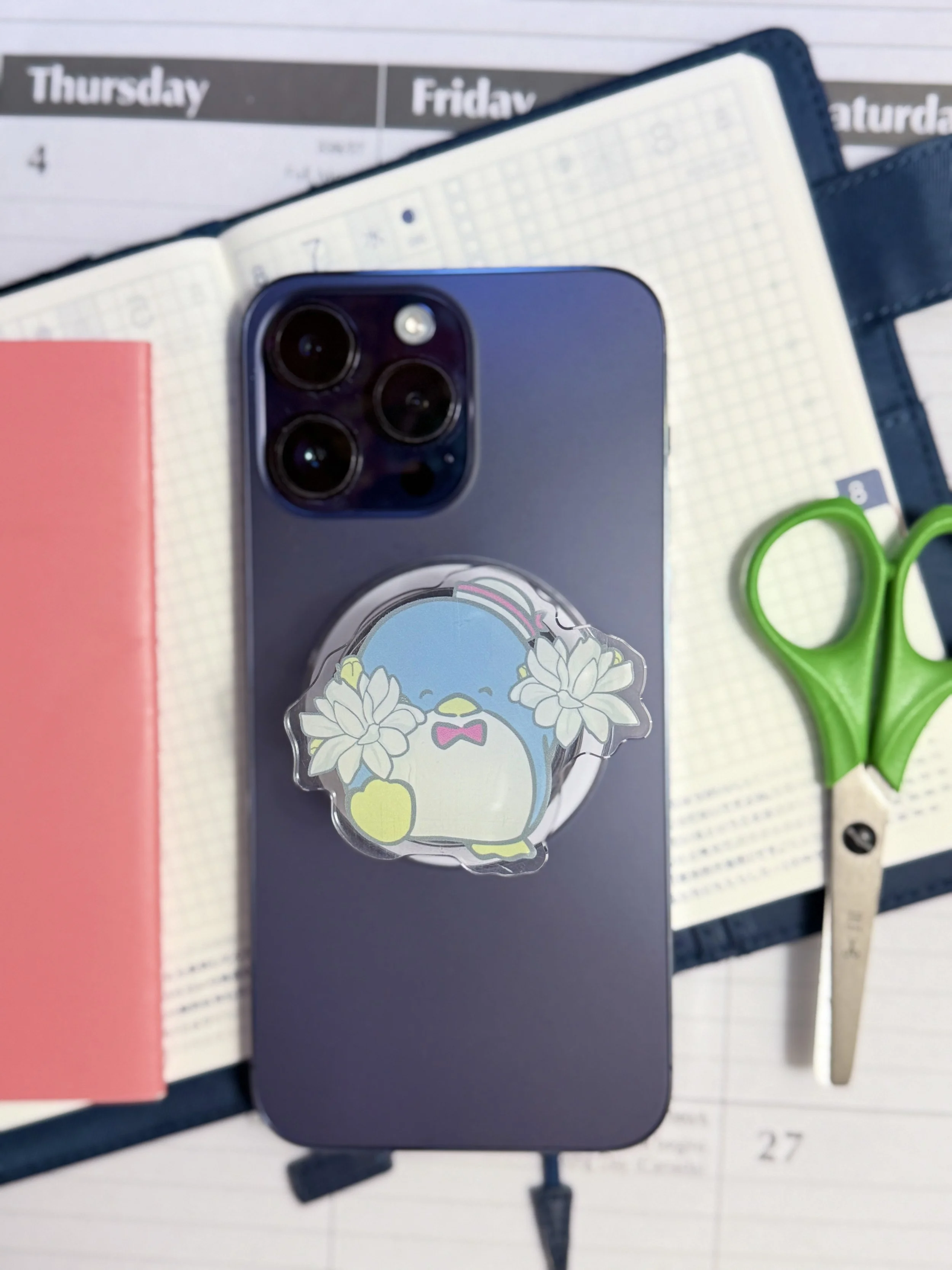 Tuxedo Sam Pom Pom x Pikake Phone Grip