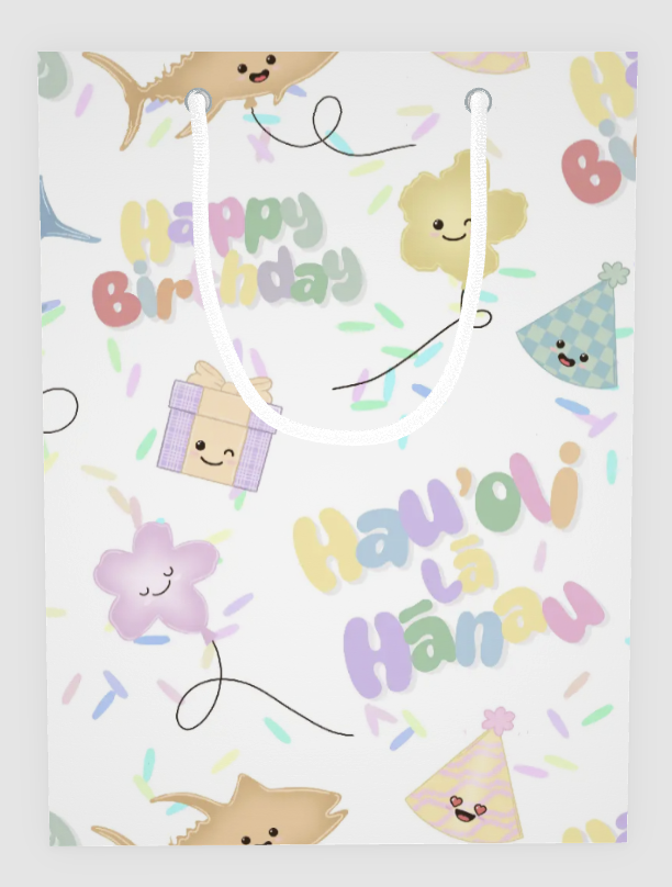 Hawaiian Birthday Bag- Cute Tropical Aloha Birthday Bag- Hauʻoli Lā Hānau Pastel Bag