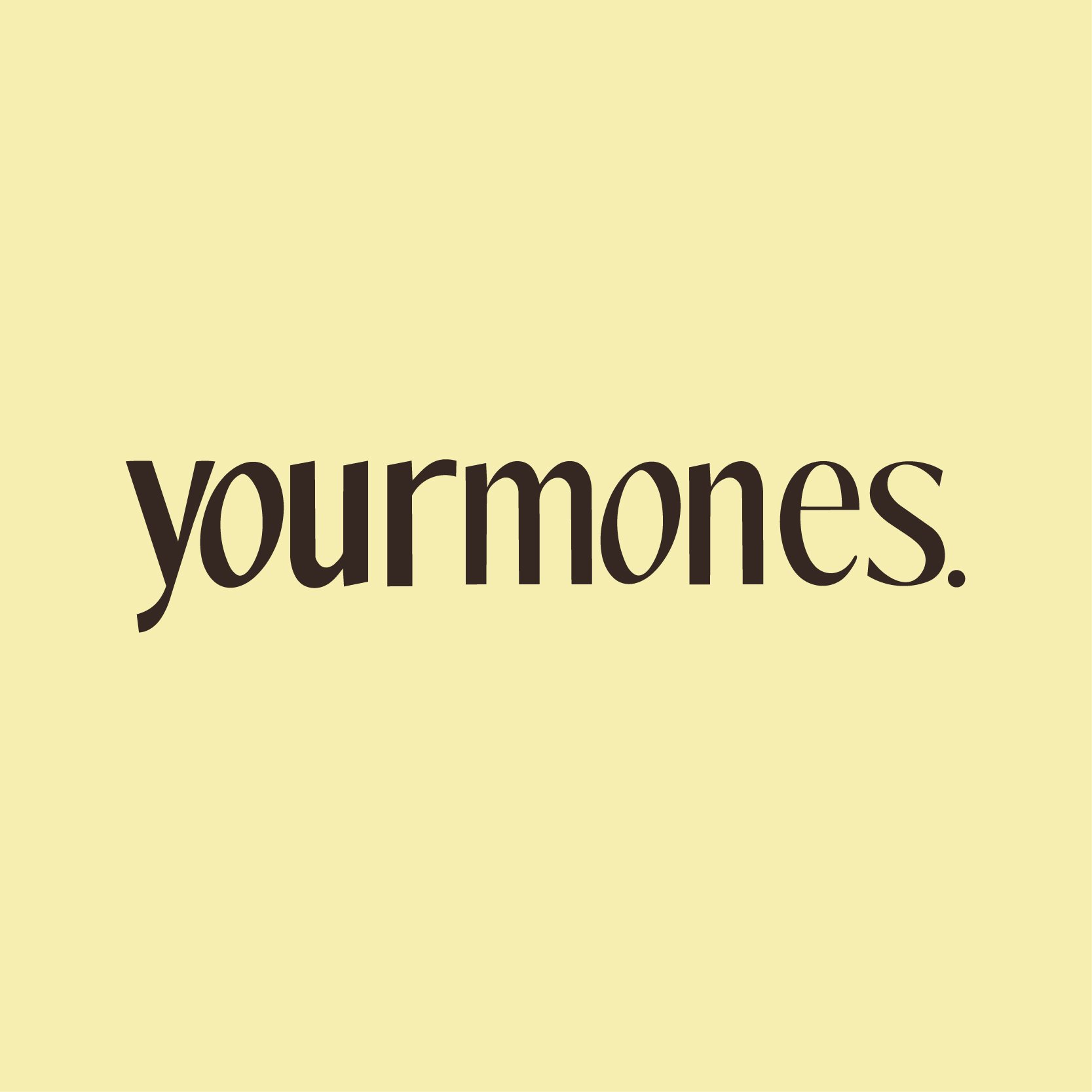 Tekst op een lichtgele achtergrond dat zegt: "yourmones". Het logo