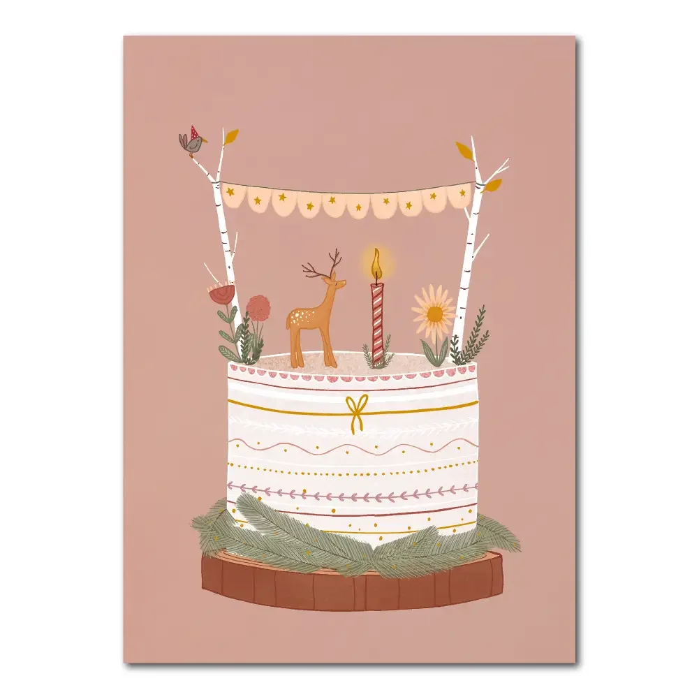 Nordic birthday cake I Kaart met goudfolie