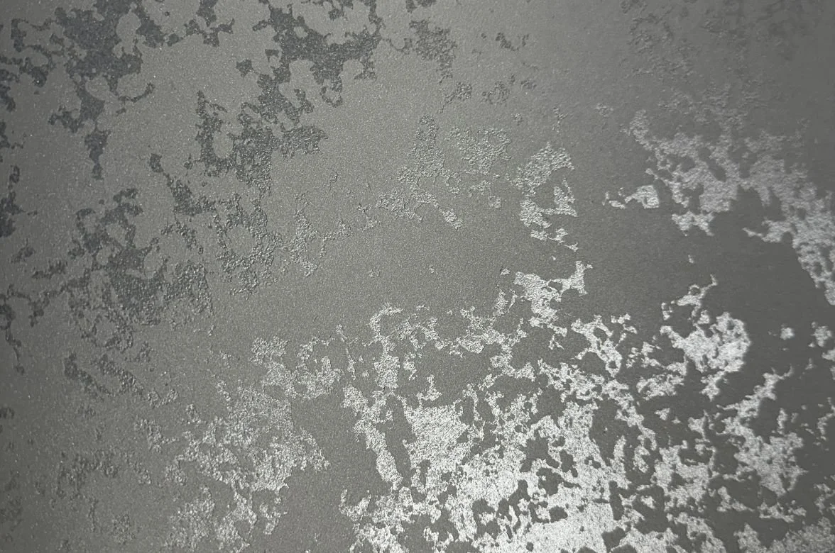 PERSIA LIGHT velvet-effect wall finish sample, pearl sheen with quartz texture — Elf Decor · PERSIA LIGHT soft velvet texture finish sample, tinted warm grey — Elf Decor