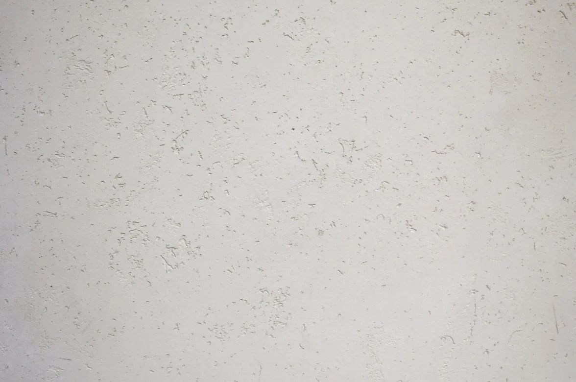 CASTELLO FINE fine-grain travertine coating sample, smooth honed texture in Light Beige — Elf Decor · CASTELLO FINE travertine finish sample, soft banded effect in Natural White — Elf Decor