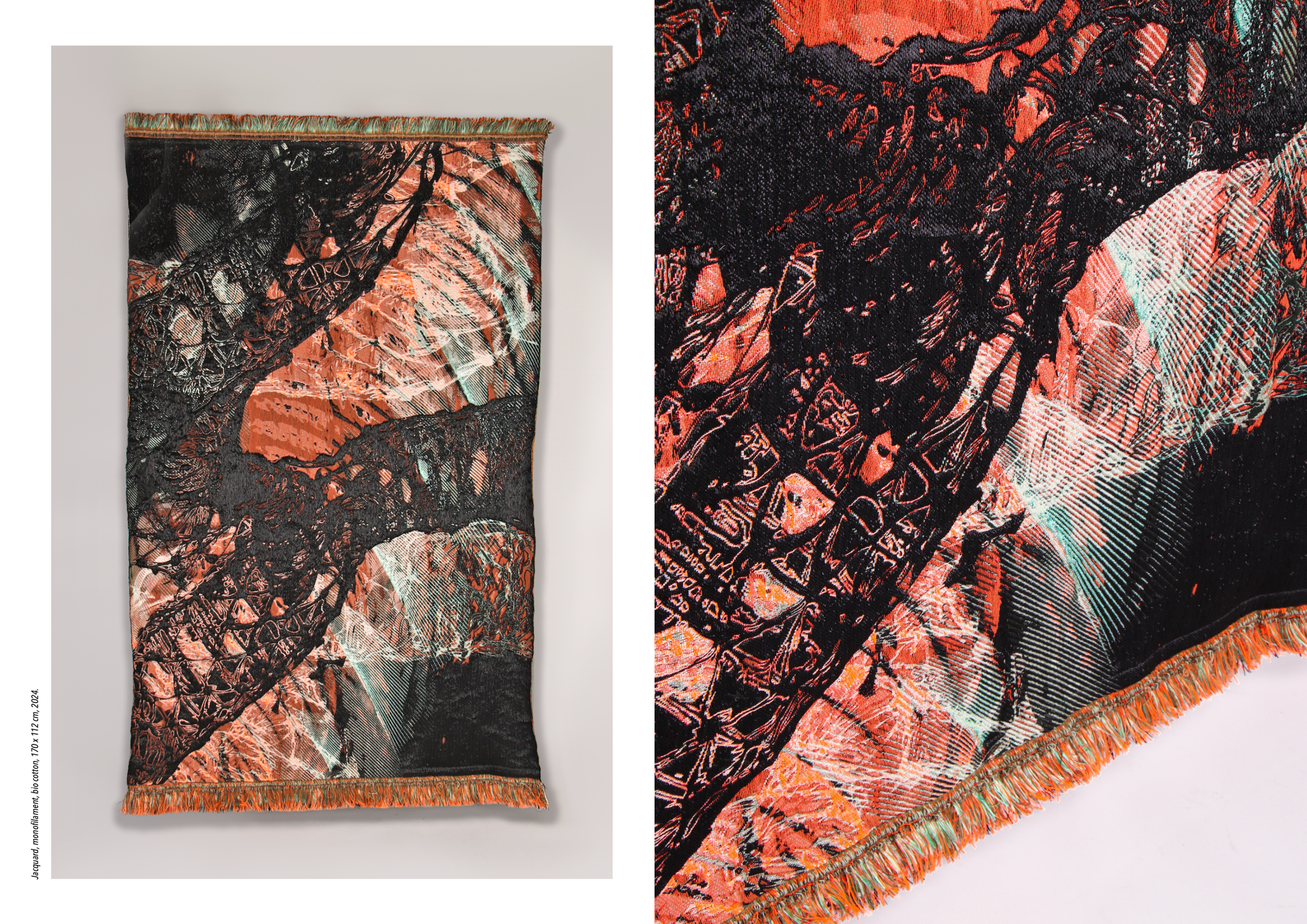 Jacquard, monifilament, bio cotton, 170 x 112 cm, 2024