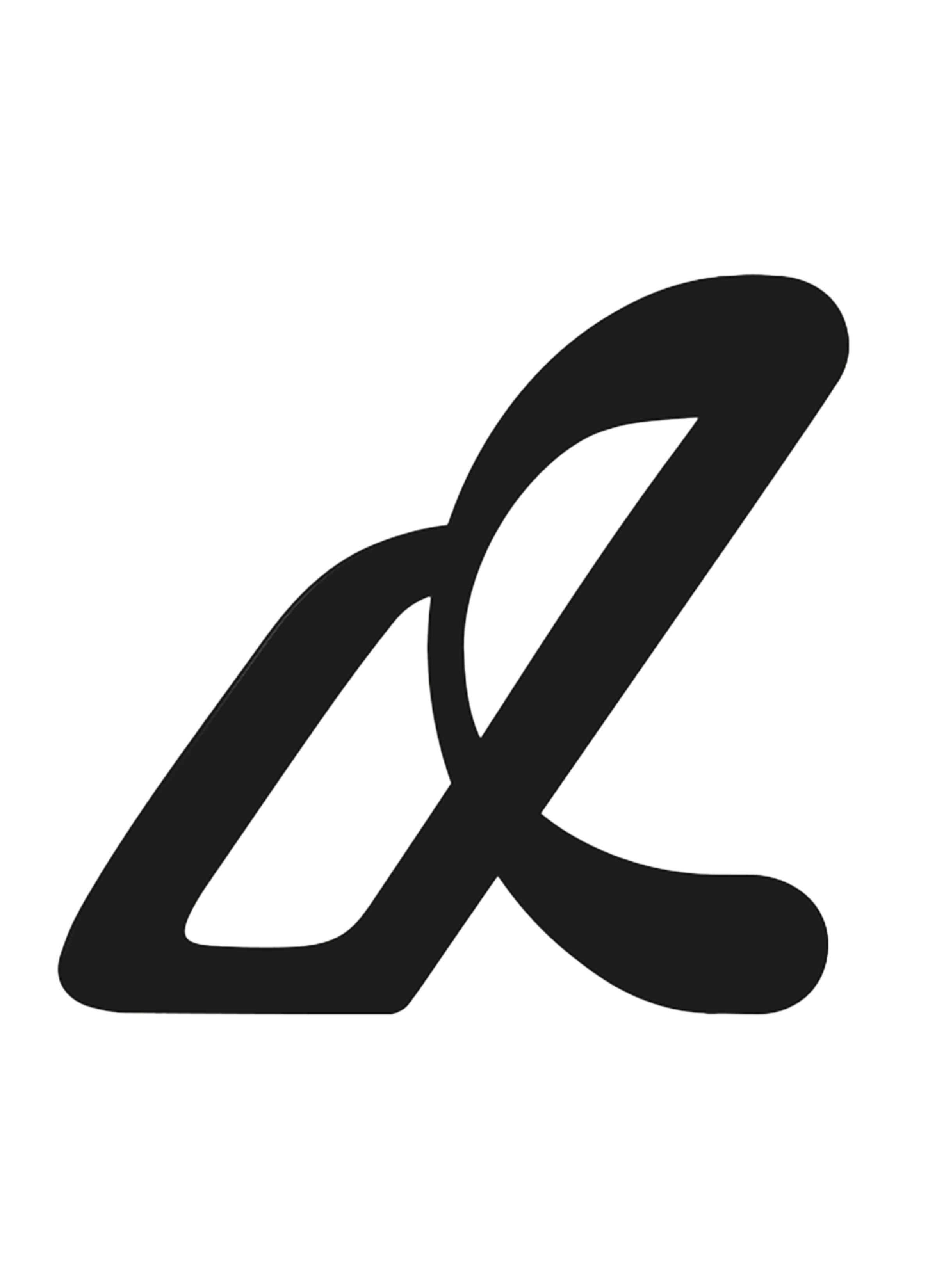 A stylized black lowercase cursive letter 'e' on a black background.