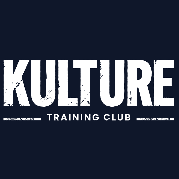 KULTURE TRAINING CLUB logo with distressed white text on a dark background.