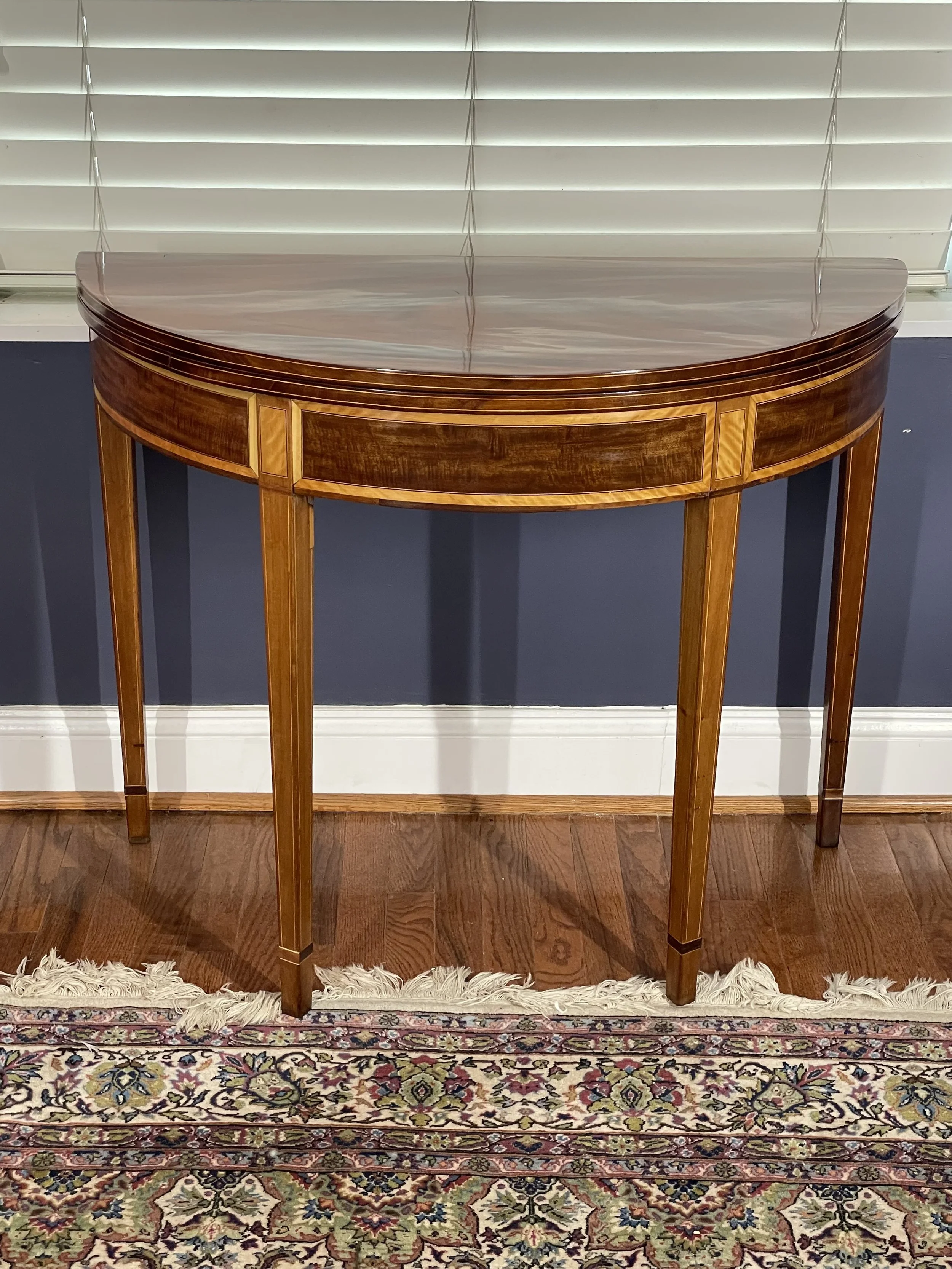 George III Games Table w/Solid Figured Mahogany Top and Satinwood inlay 