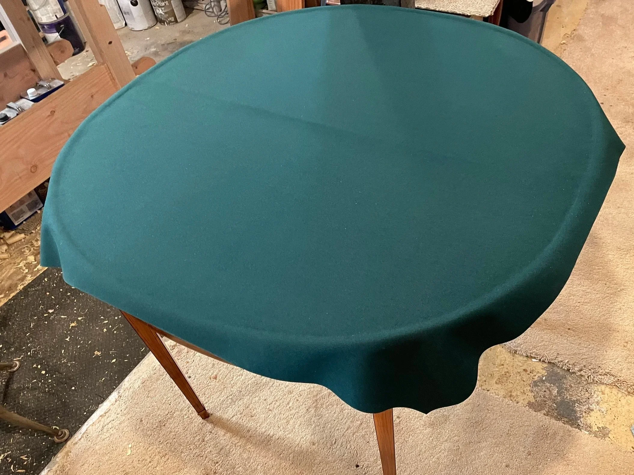 Laying new wool baize from the UK. My most anxious moment of the restoration. Can't pop down to Home Depot for a replacement. Also, now there are tariffs. 