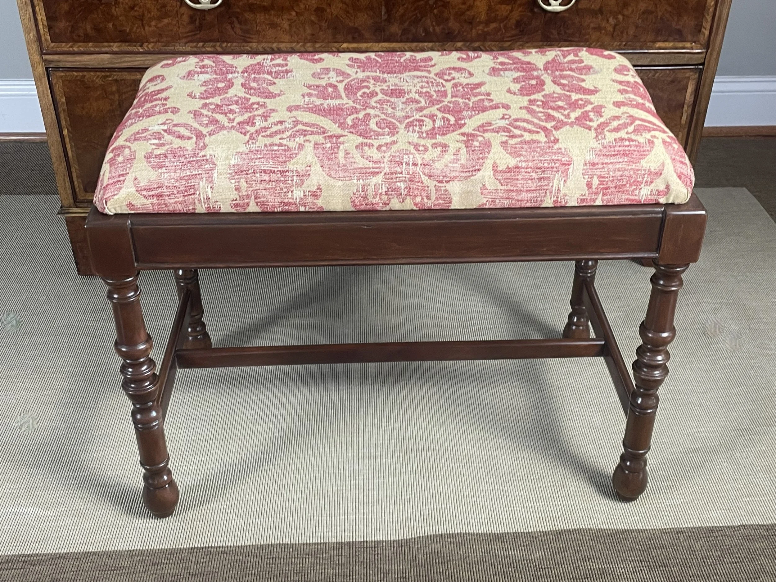 Upholstered Bench (Refinished, Solid Wood)