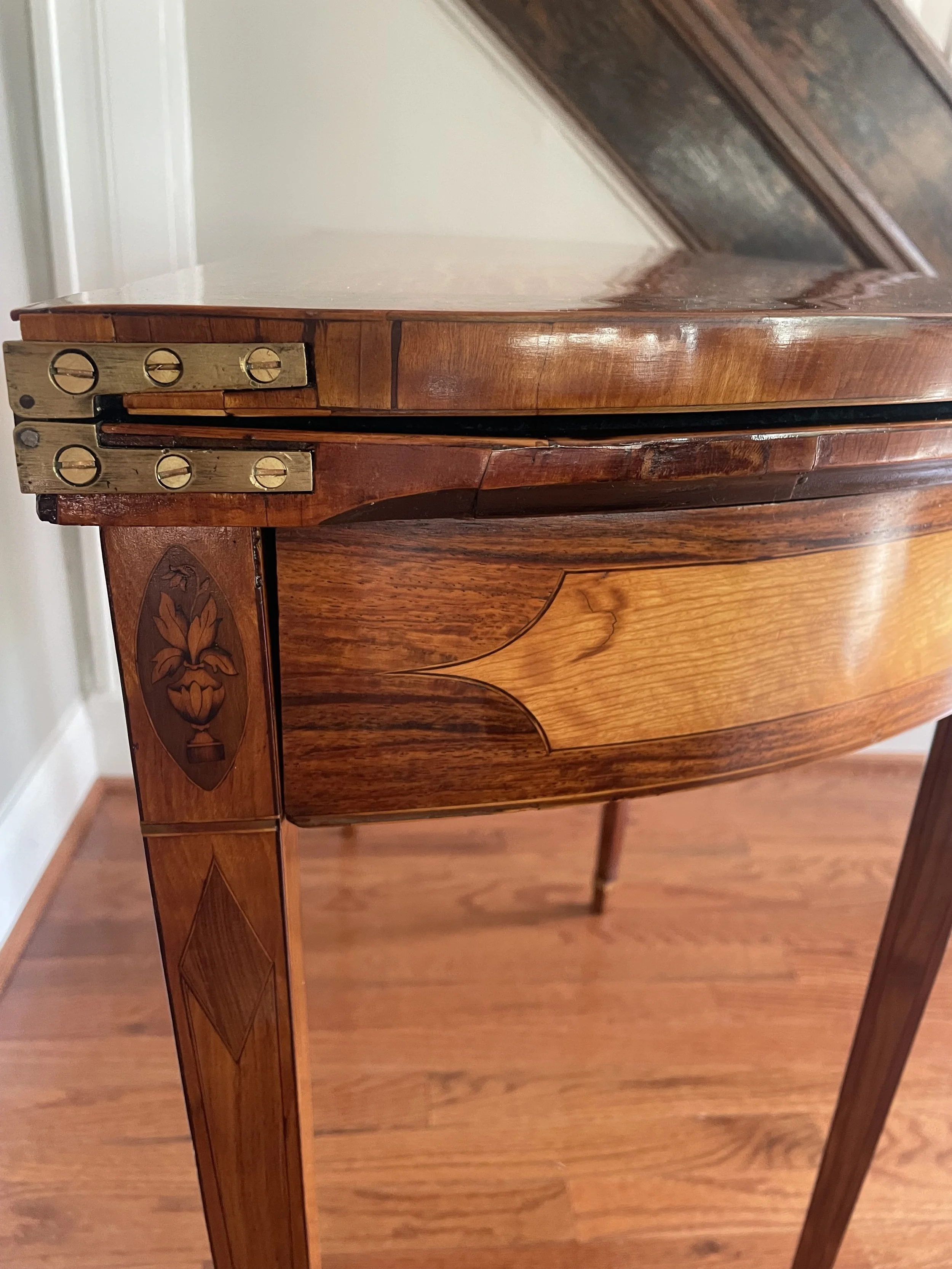 Reset all the hinges. New brass screws replaced the hodgepodge of screws from the last 200 years. 