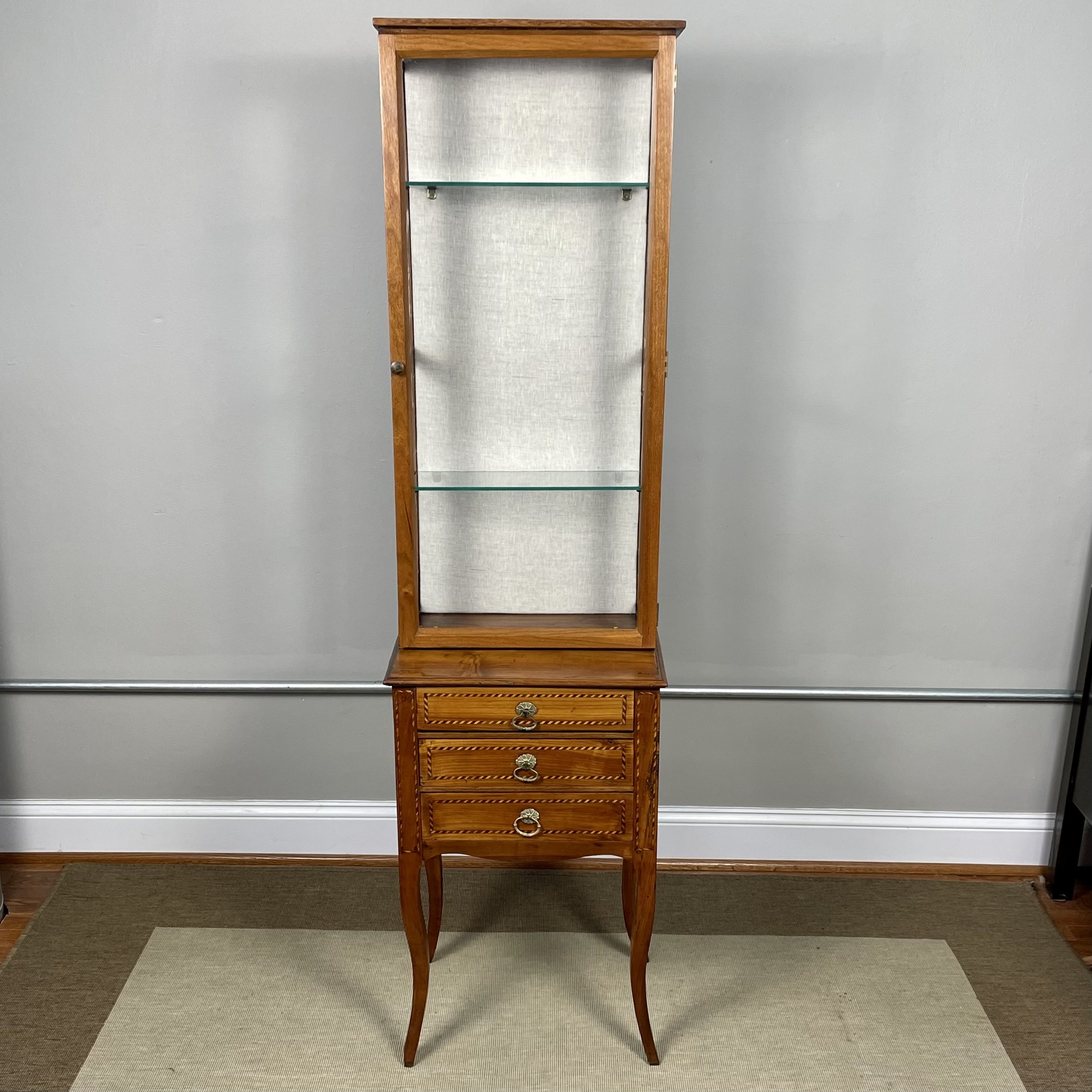 French Provincial Petite Display Cabinet on Chest