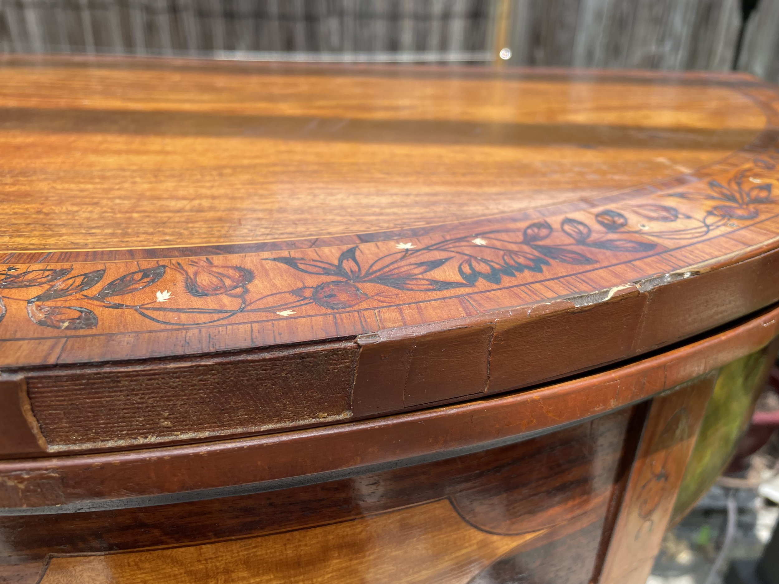 More veneer issues including later replacement with thinner stock and...painted? 