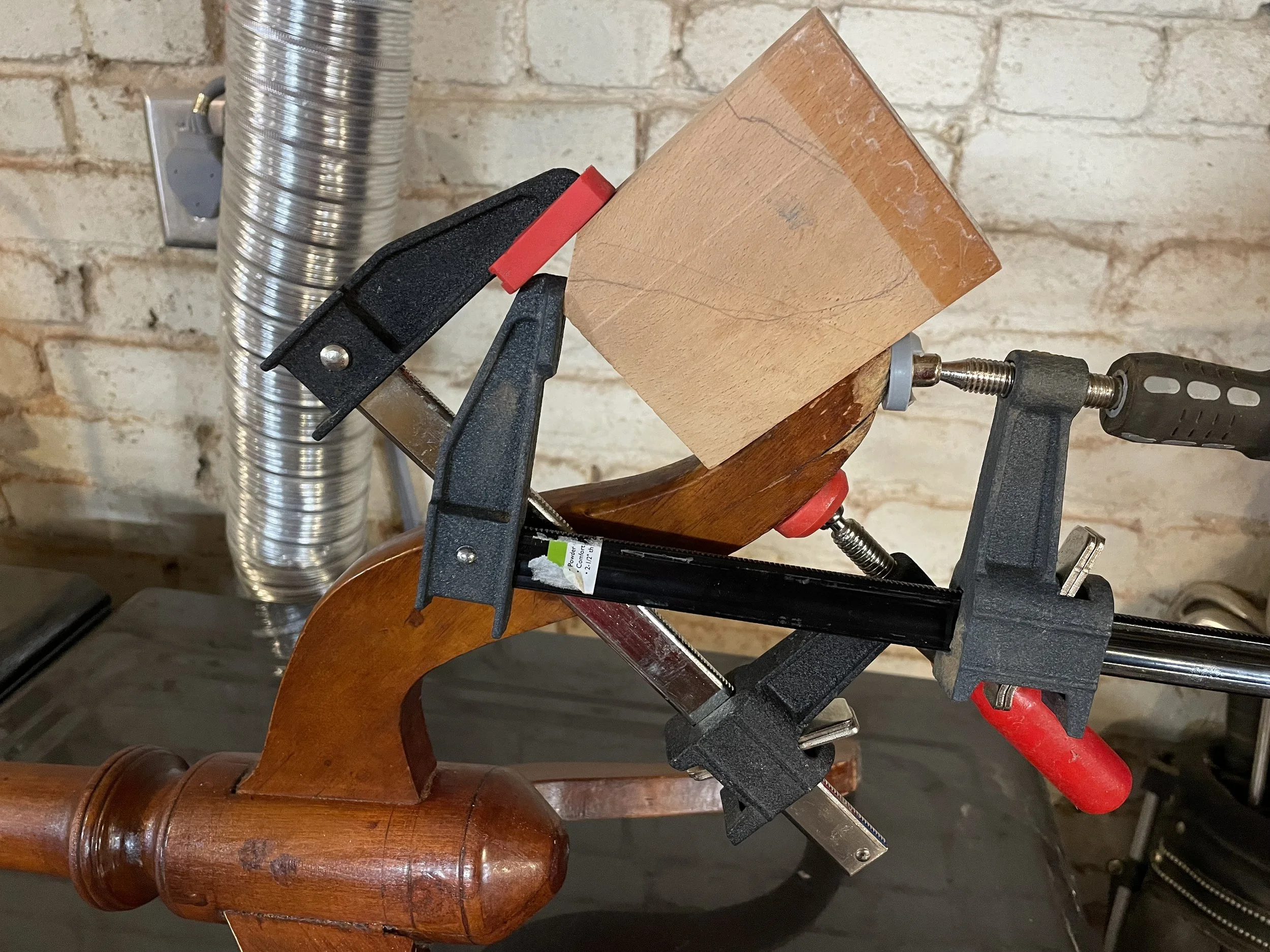 Sourced some European beech online. Cut an oversized piece after a lot of measuring. Used hot hide glue. No dowels. Also complex clamping.