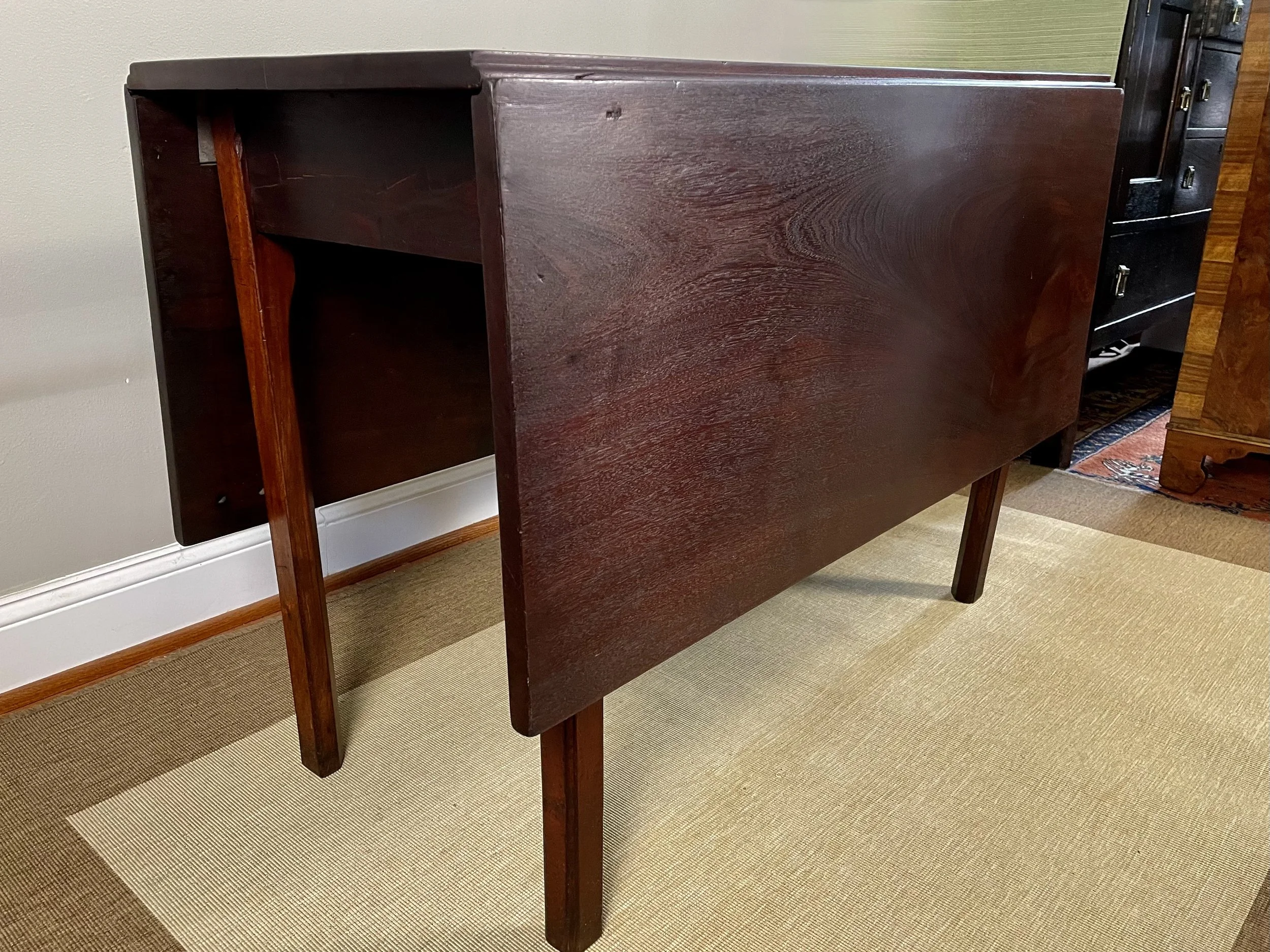 18th C. Solid Mahogany Top Drop-Leaf Gate-Leg Table
