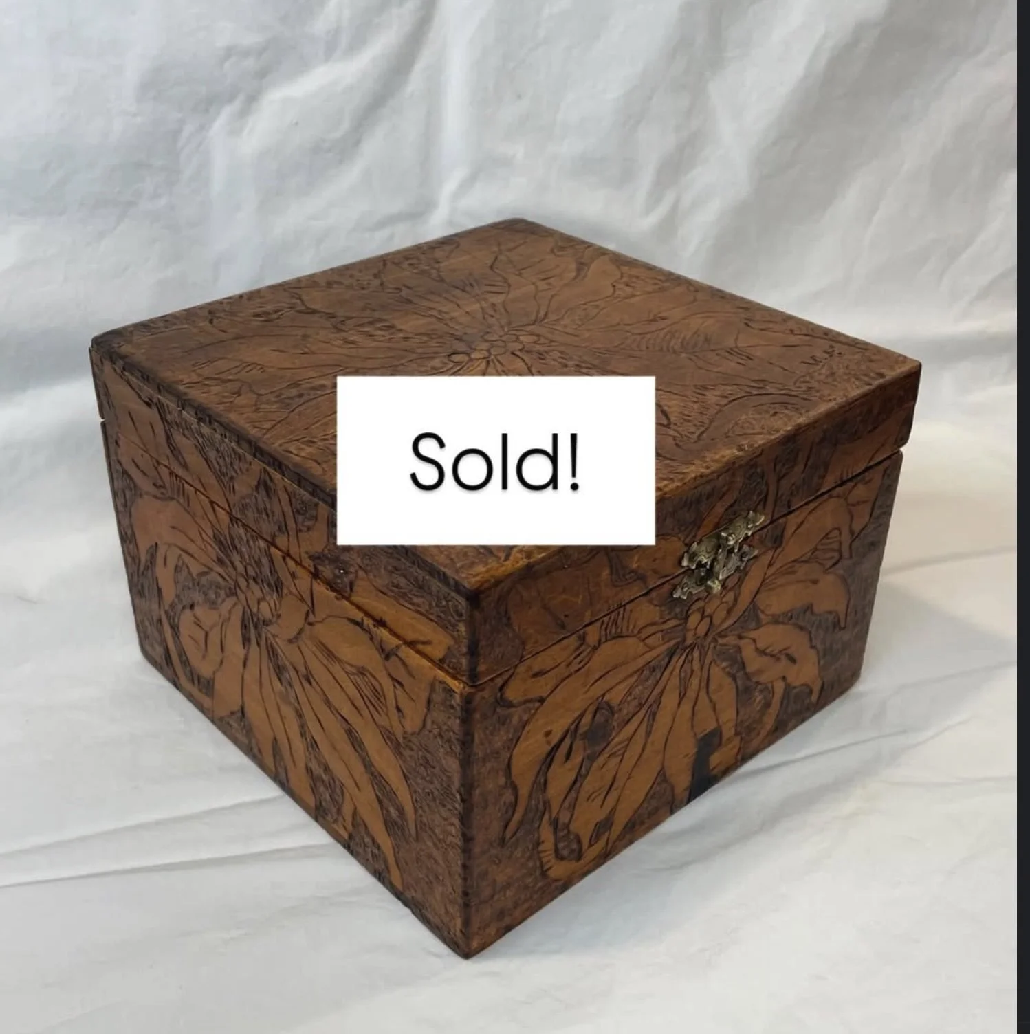 Art Nouveau Pyrography Box, Signed and Dated 1902