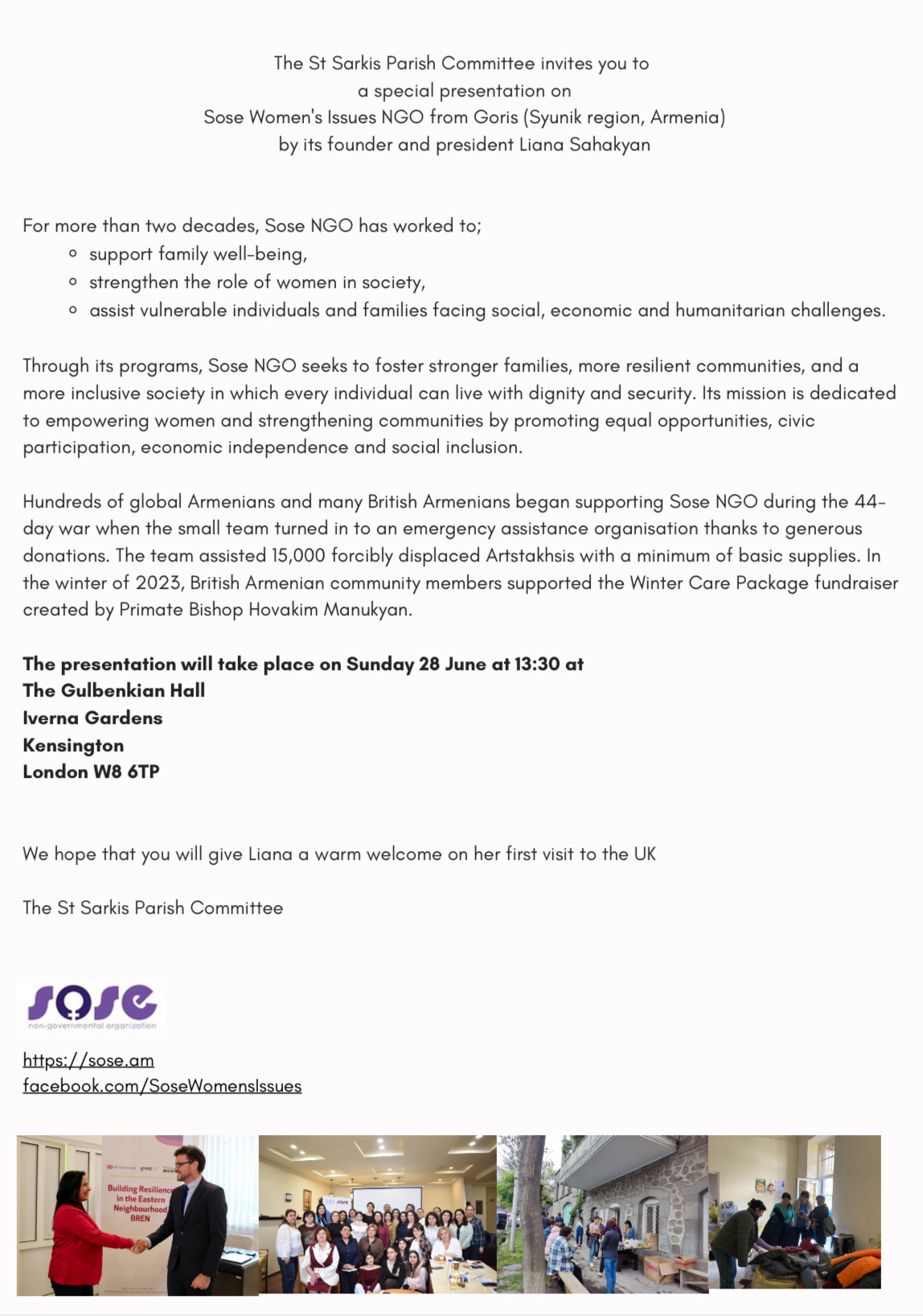 28 June - Presentation on Sose Women’s Issues NGO from Goris
