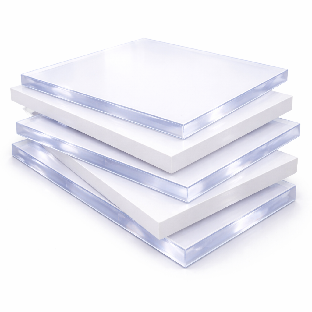 Clear and white acrylic sheets in stock sizes