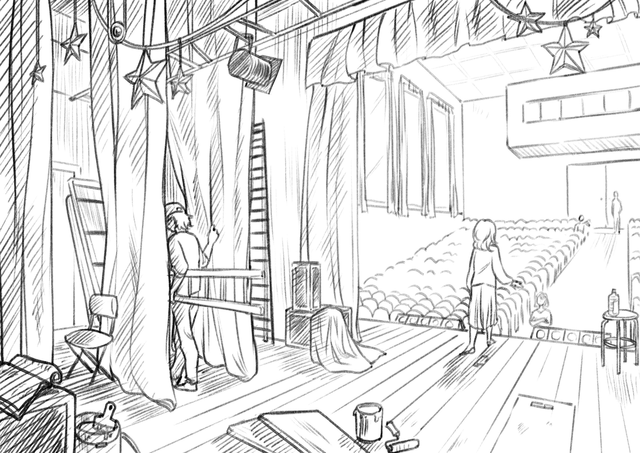 Brief: School environments with sketch-like style 1/3