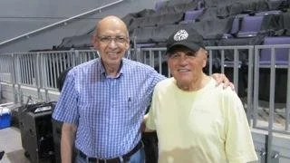 Ernie Bringas with Don Johnston in a reunion after a Beach Boys concert.