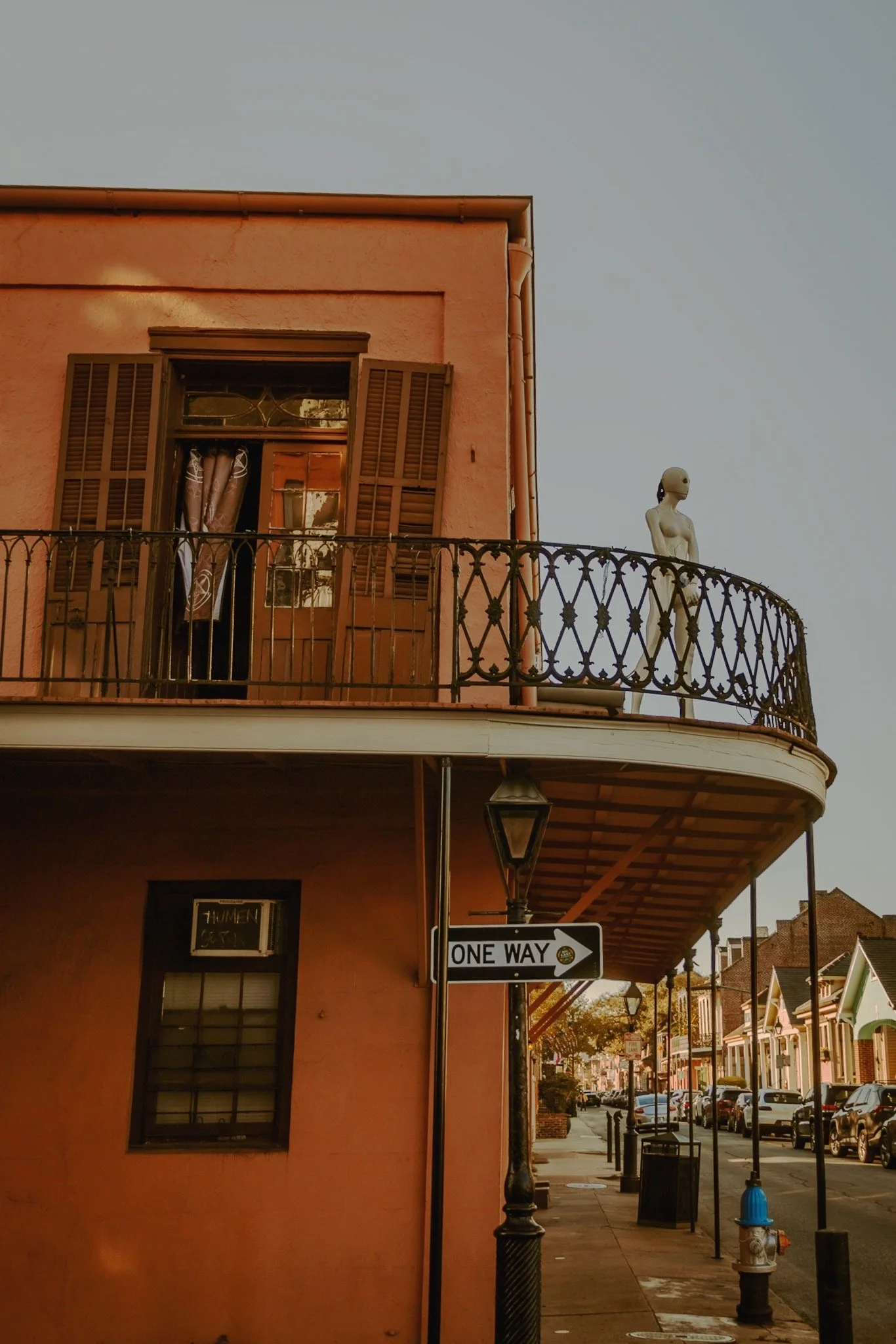 Mannequin on Iron Work Balcony, French Quarter