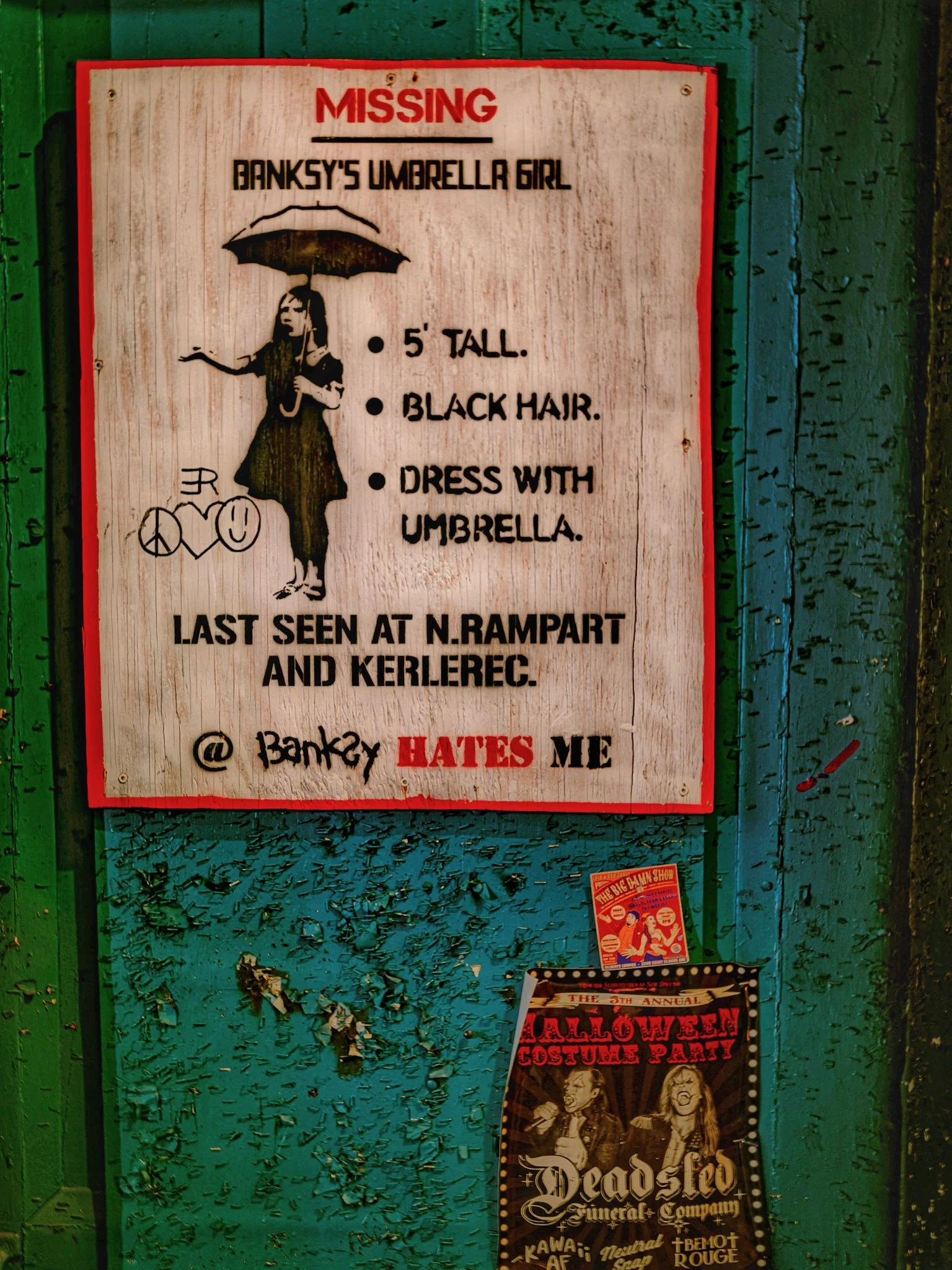 Banksy Umbrella Girl Sign, Frenchmen Street