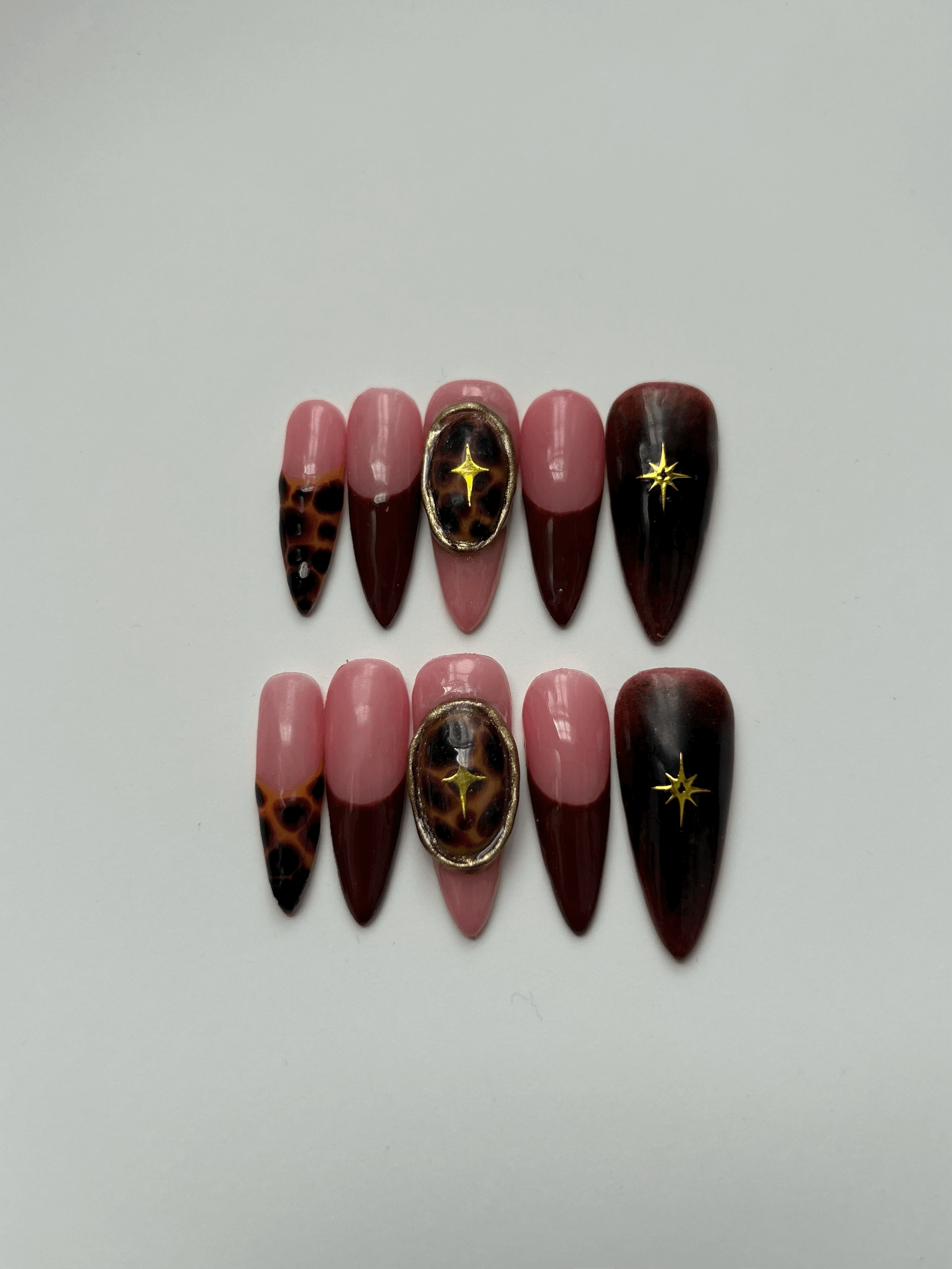 BROWN AND GOLD ENCAPSULATED TORTOISE SHELL CHROME SET