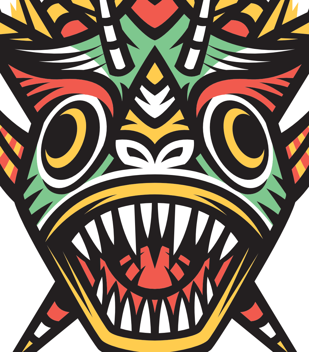 Diseño de una máscara de diablico sucio, para la marca Full Drop en 2024.