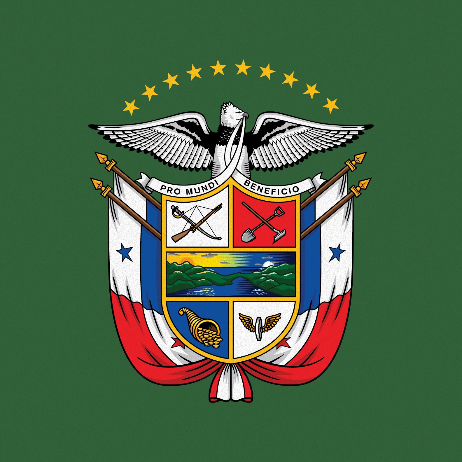 Escudo Nacional de Panamá, digitalizado por Alexander Wtges en el 2014, Director Creativo de Amazing Design Co.