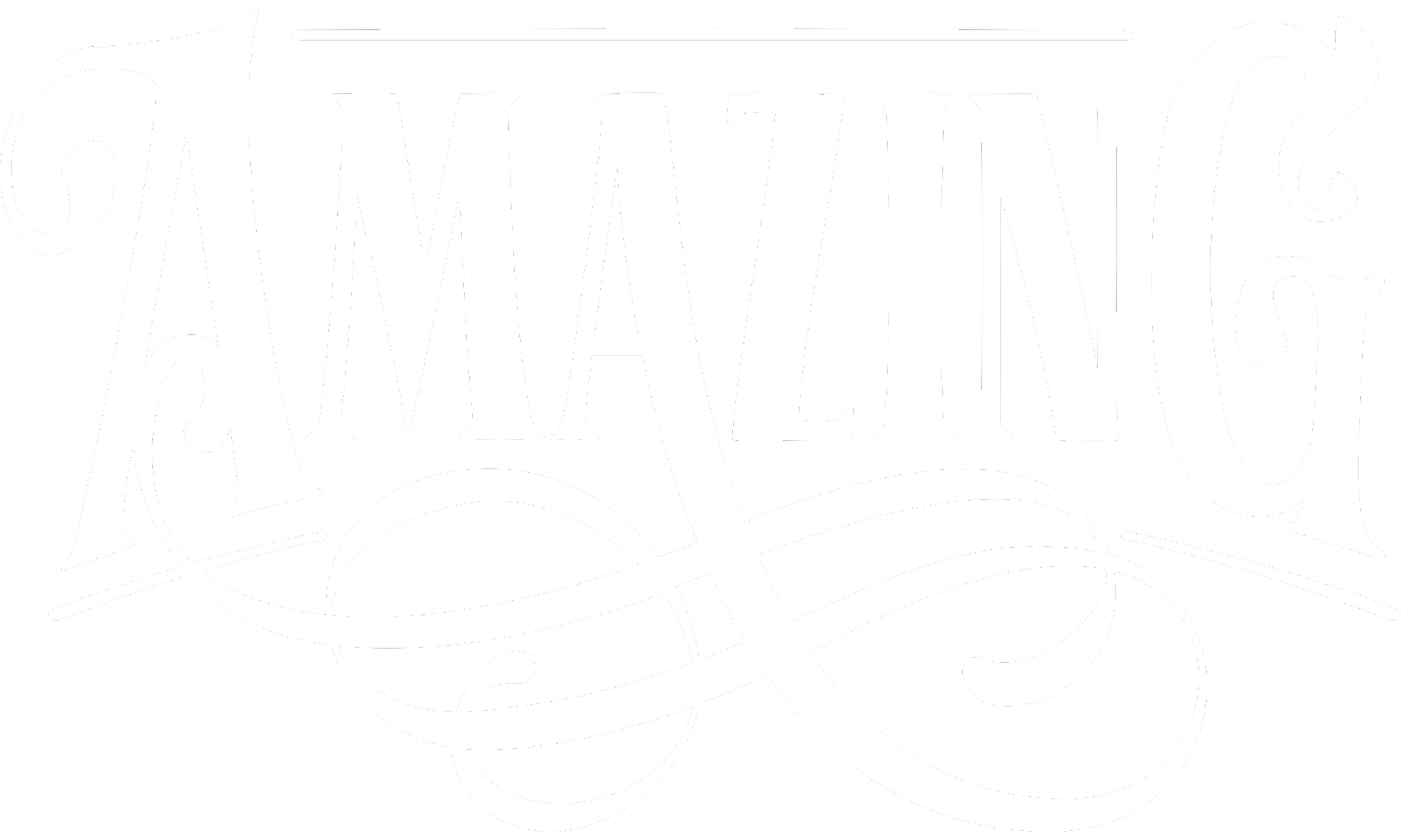 Lettering que dice 'Amazing' en tipografía artística sobre fondo negro.