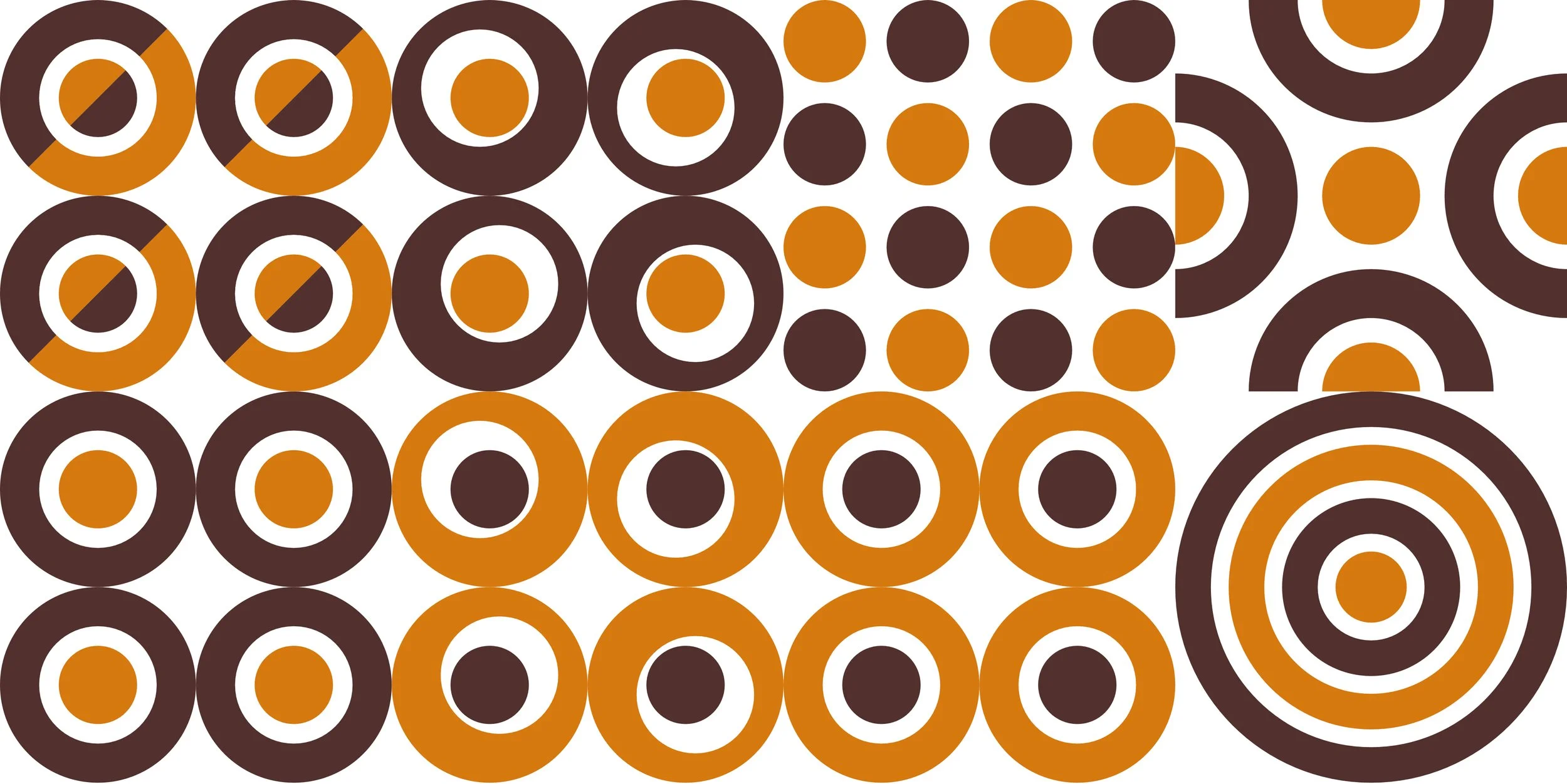 Patrones ciculares  de color anaranjado y marron diseñados para la pizeria Stizzoli en panama por amazing creative design Alexander Wtges