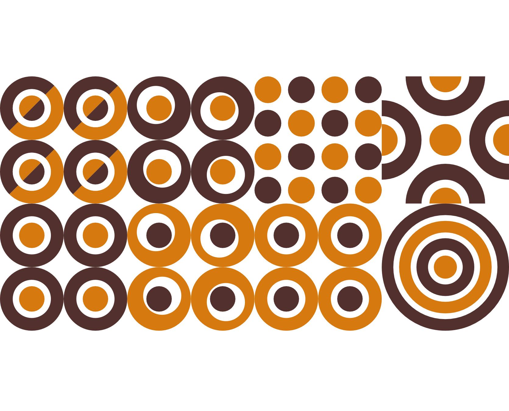 Patrón de círculos concéntricos de colores naranja, marrón y blanco sobre fondo negro. Para Casa Stizzoli en el rediseño de marca en 2020