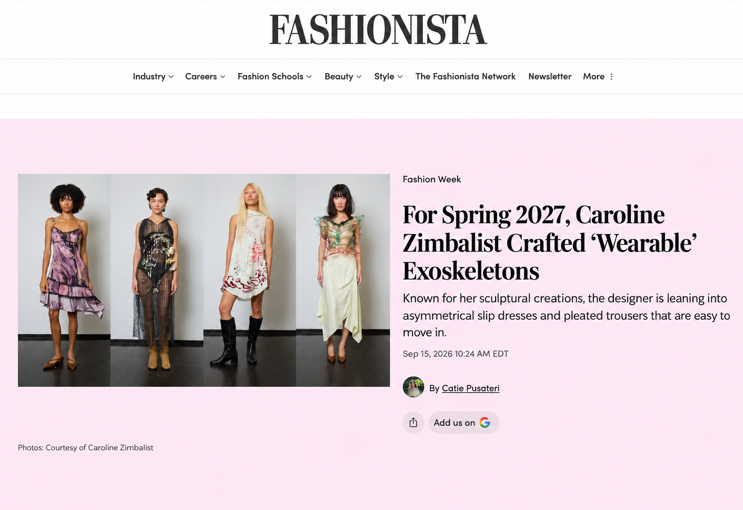 Fashionista SS27 Exoskeletons
