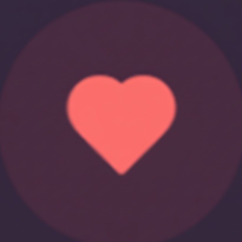 A pink heart emoji centered on a dark background with a soft glow.