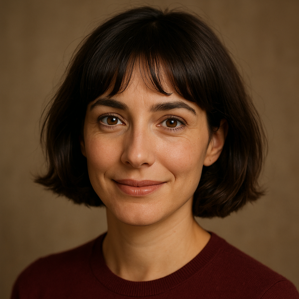 Sophie - Meritage's Administrative Assistant dark haired woman in her late thirties with warm eyes and a gentle smile.