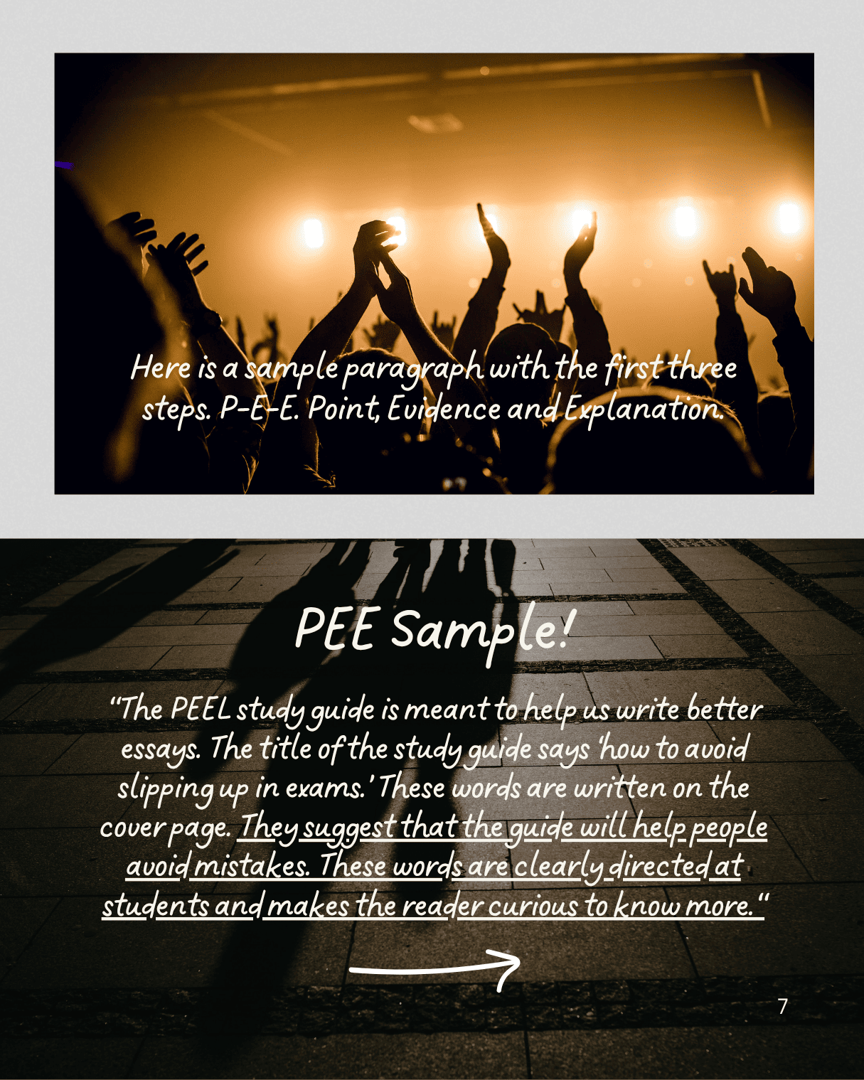 PEEL Essay writing guide, page 7. 