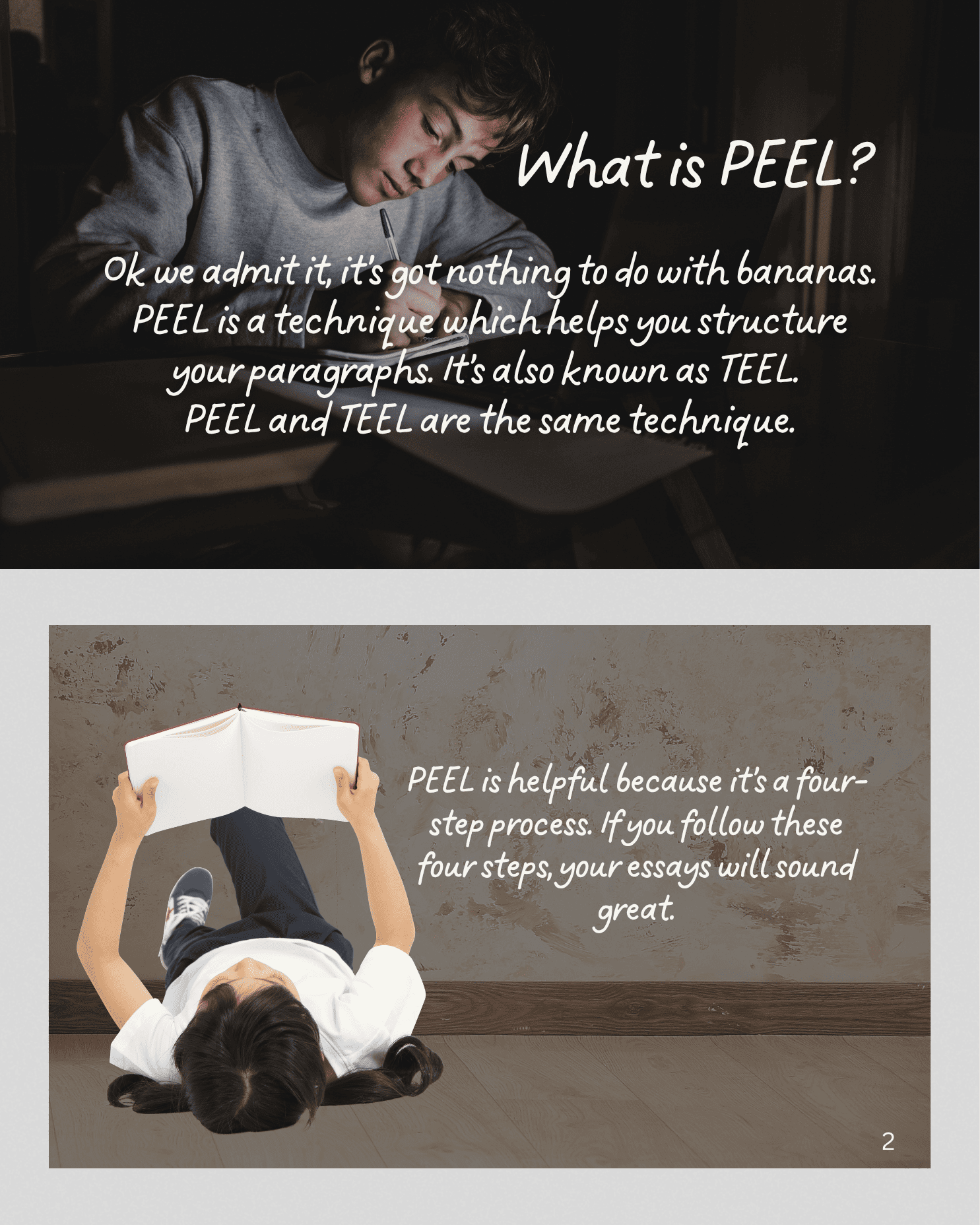 PEEL Essay writing guide, page 2.