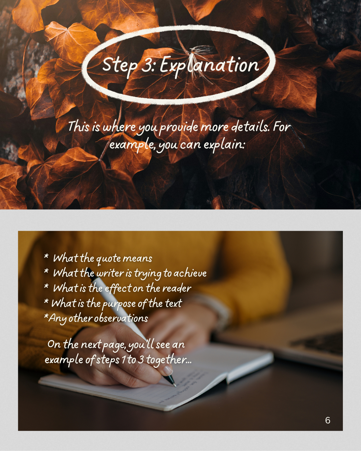 PEEL Essay writing guide, page 6. 
