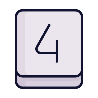 Number 4 on a white tile with a black border.
