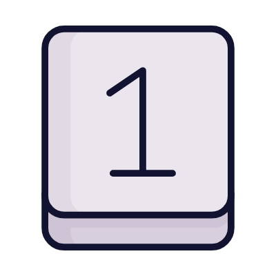 Number one on a flip card or stand