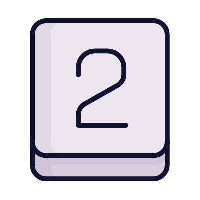 Number two card with a gray background and a dark outline.