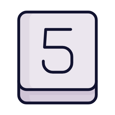Number five on a white and gray flip clock or counter.