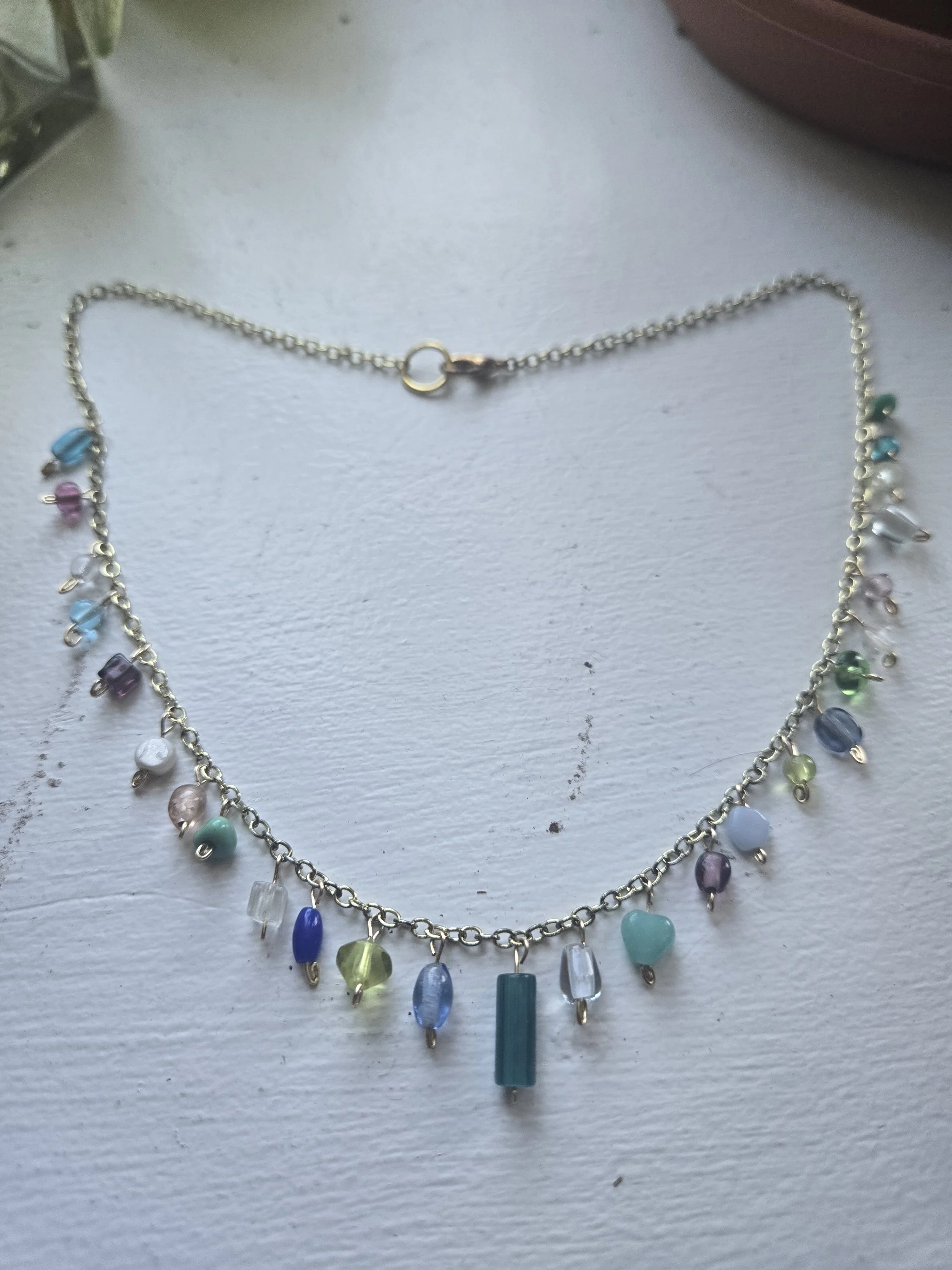 Mini Glass Bead Charm Necklace