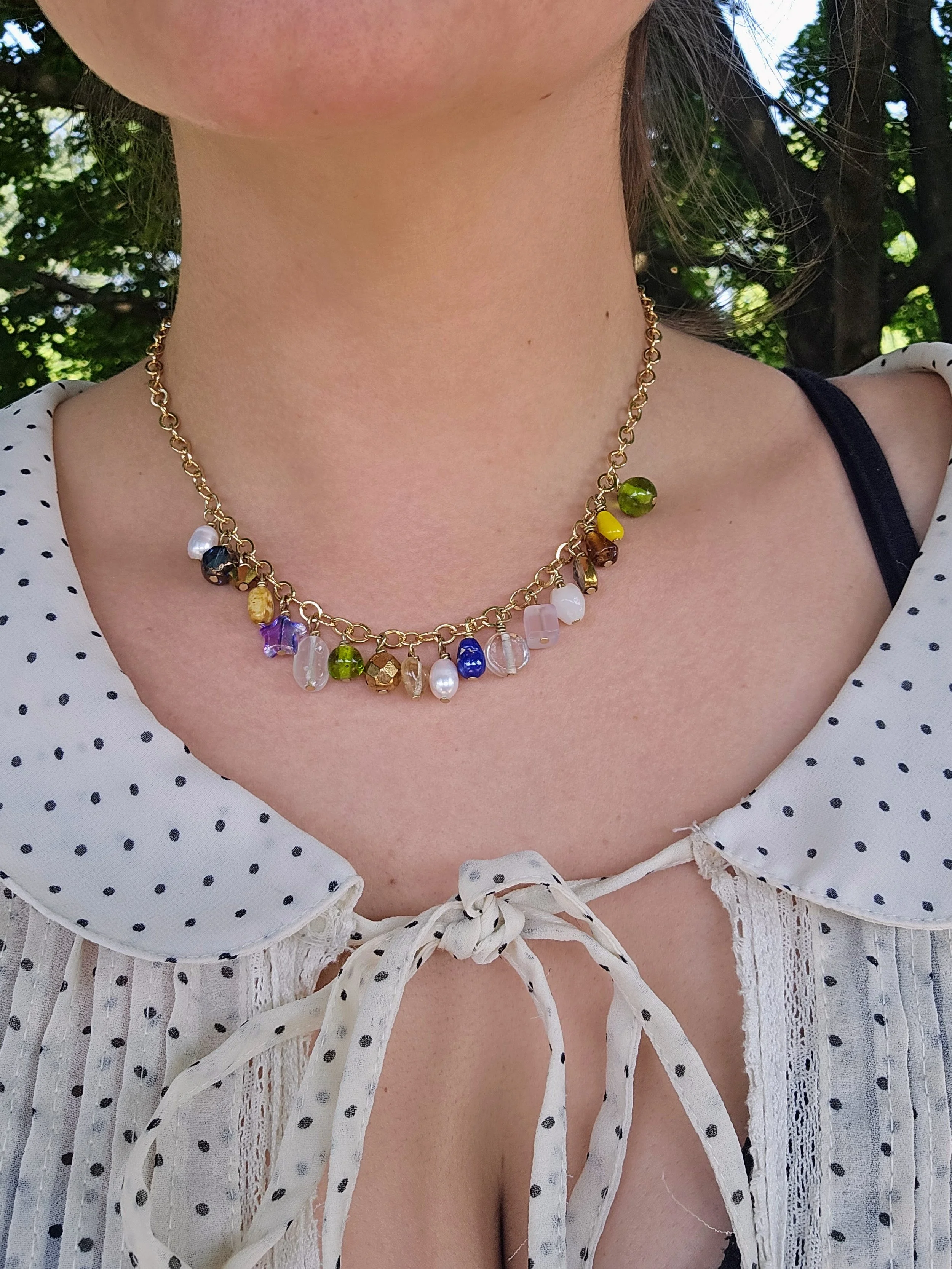 Chunky Glass Charm Necklace