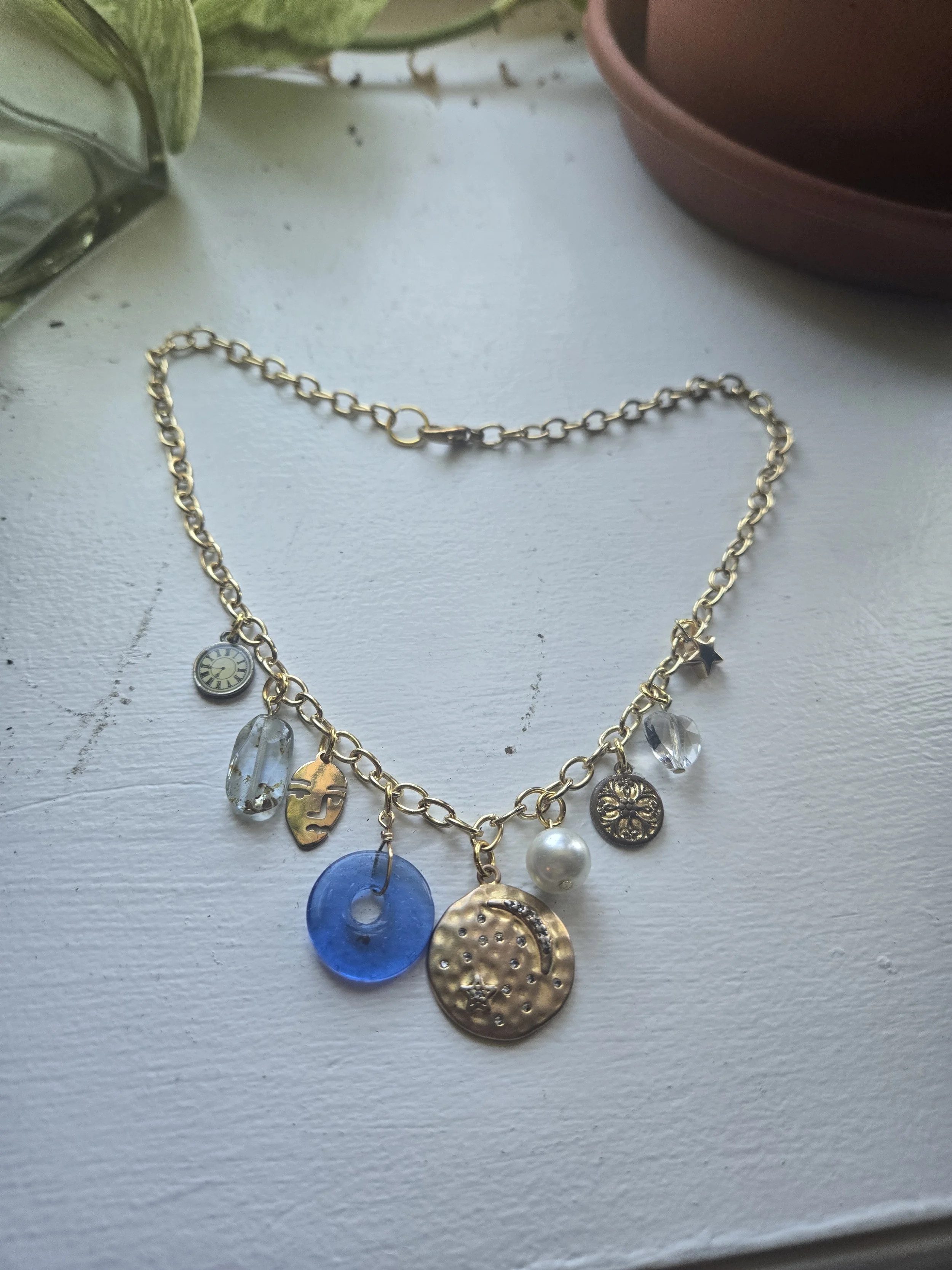 Gold Moon Charm Necklace