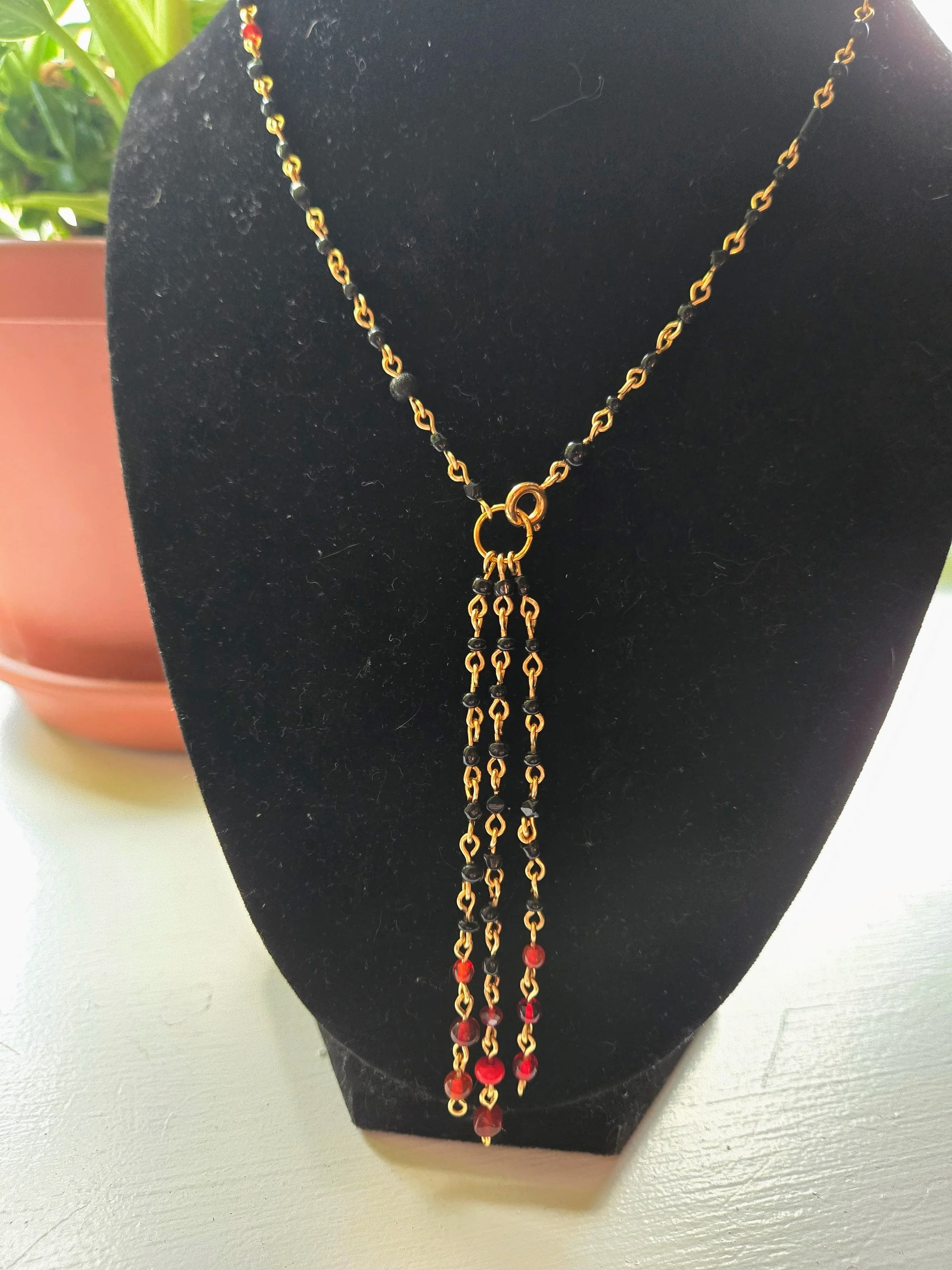 Black & Red Multi Drop Necklace