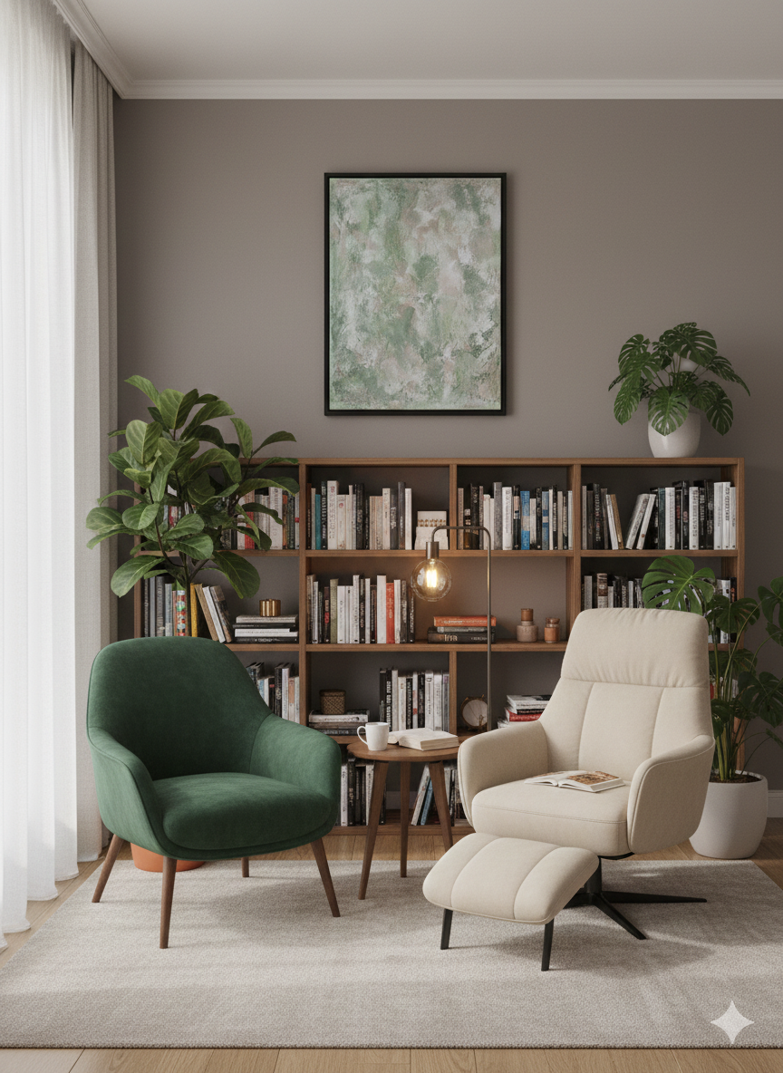 Stort grønt abstrakt maleri med tekstur i sort ramme, 60x80 cm, moderne kunst til boligindretning.