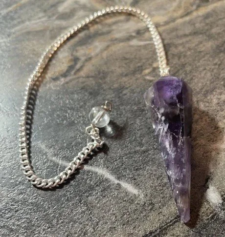 Tiger Eye Faceted Cone or Amethyst Faceted Cone Pendulum Healing Dowsing Crystal Pendulum