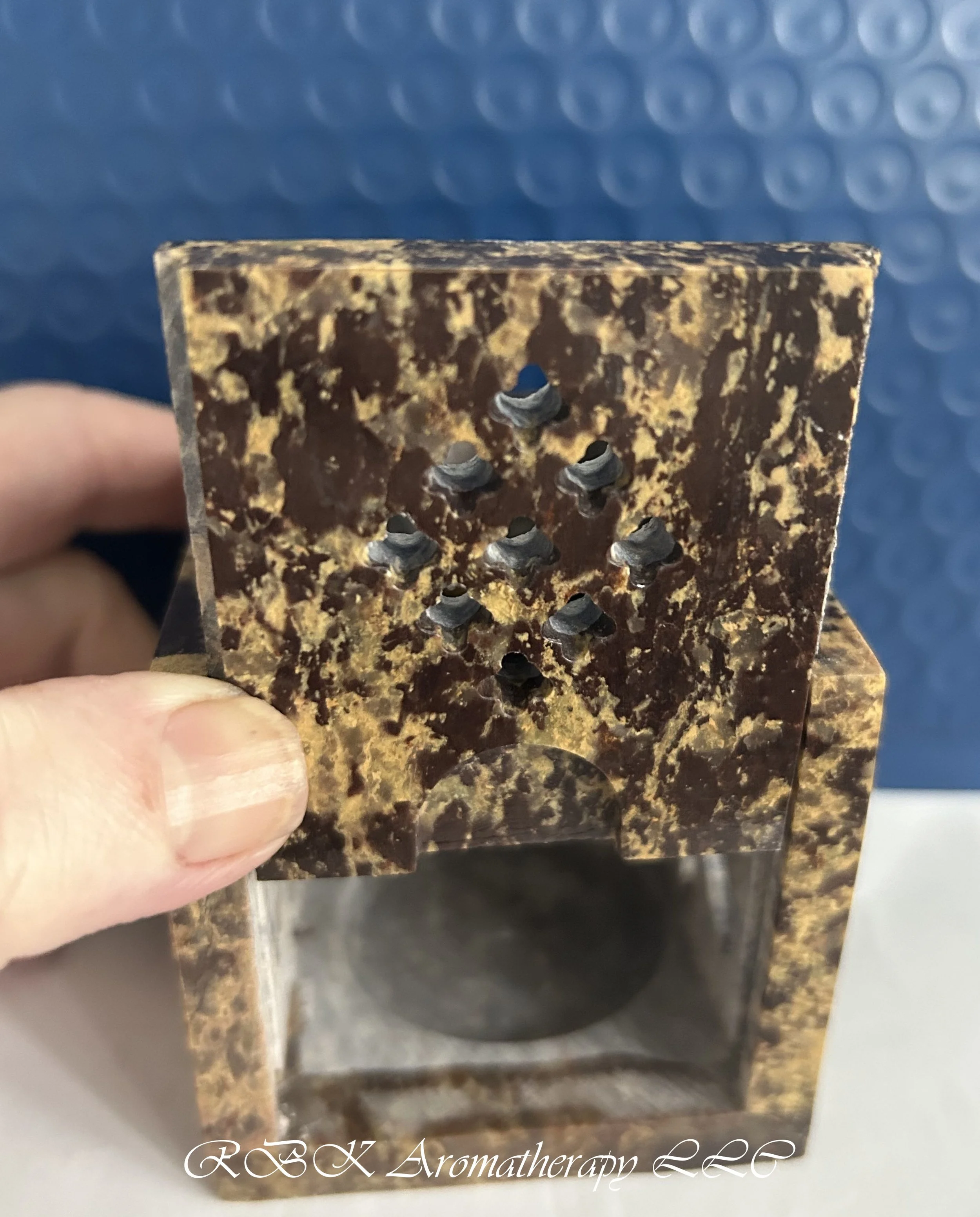 Soap Stone Aroma Lamp Pentacle Carved Square