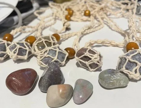 Lingam Tumbled Polished Stone or Jasper Stone Tumble Natural Rope- Adjustable Necklace Plus Crystal Quartz Stone